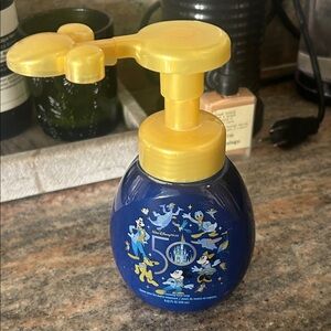 Disneyland 50h Anniversary Blue and Yellow Hand Soap plastic dispenser
